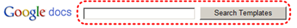 Image demonstrates location of Search Templates button and text box next to Google docs logo.