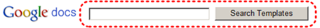 Image demonstrates location of Search Templates button and text box next to Google docs logo.