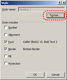 Image demonstrates location of Format button in Style dialog.