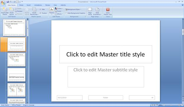 Image demonstrates Slide Master view.