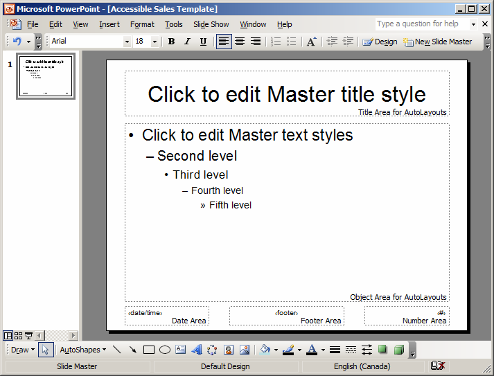 Image demonstrates the Slide Master view.