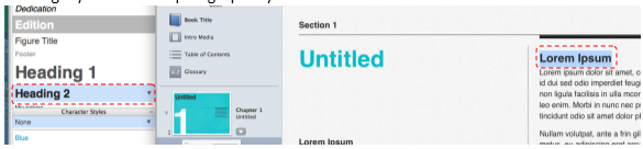 Screen Shot showing that you need to select the heading to assign a style to it